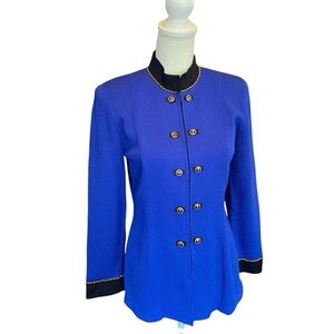 Toula Royal Blue and Black Long Sleeve Knit Jacket 4